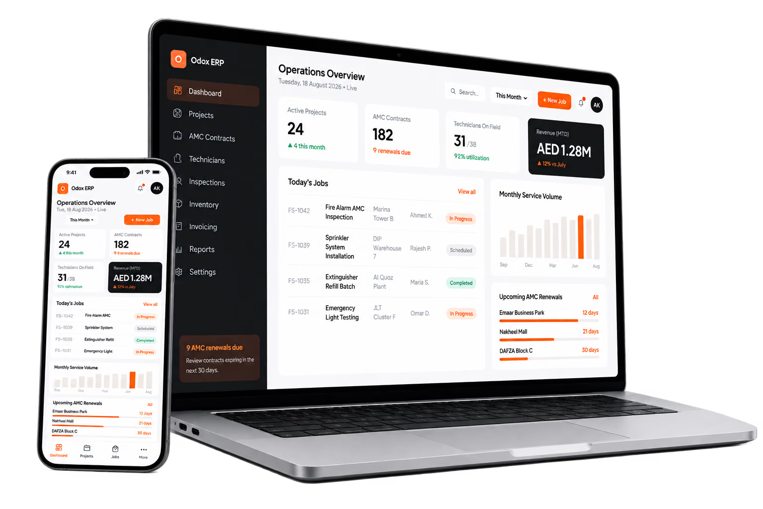 Fire & Safety dashboard on laptop and phone