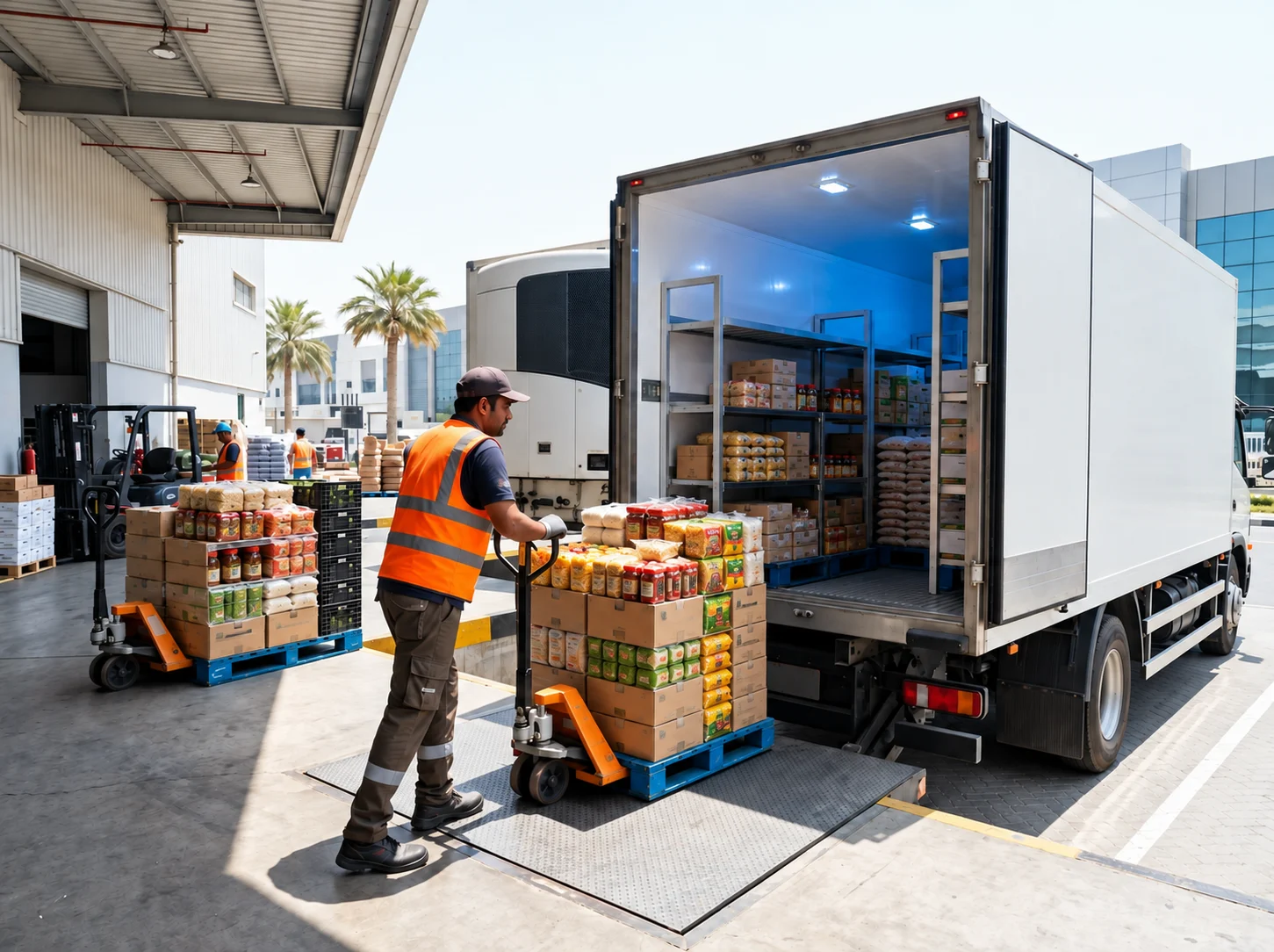 Nellara distribution — loading FMCG stock onto a delivery truck