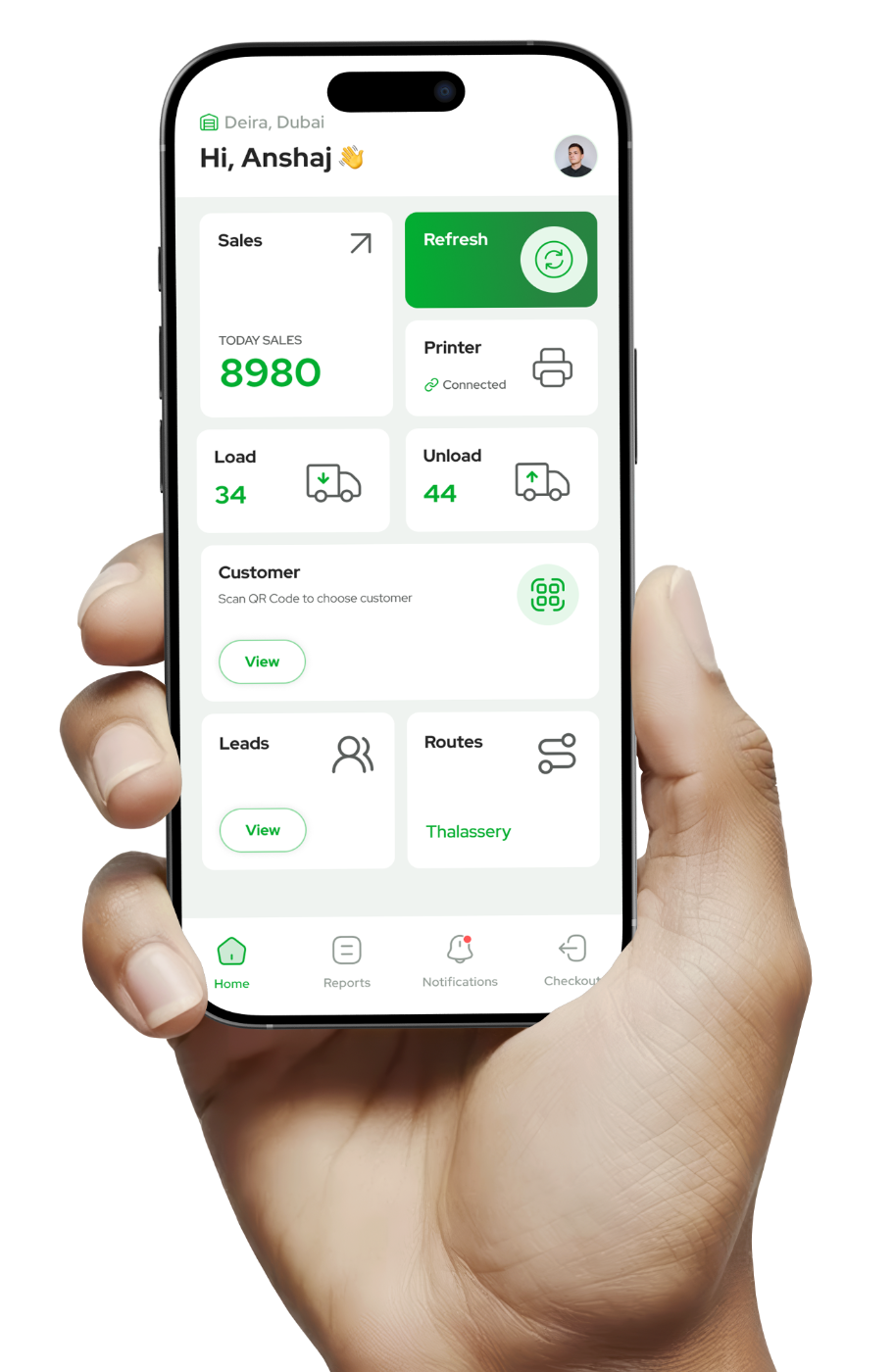Nellara field sales app in hand