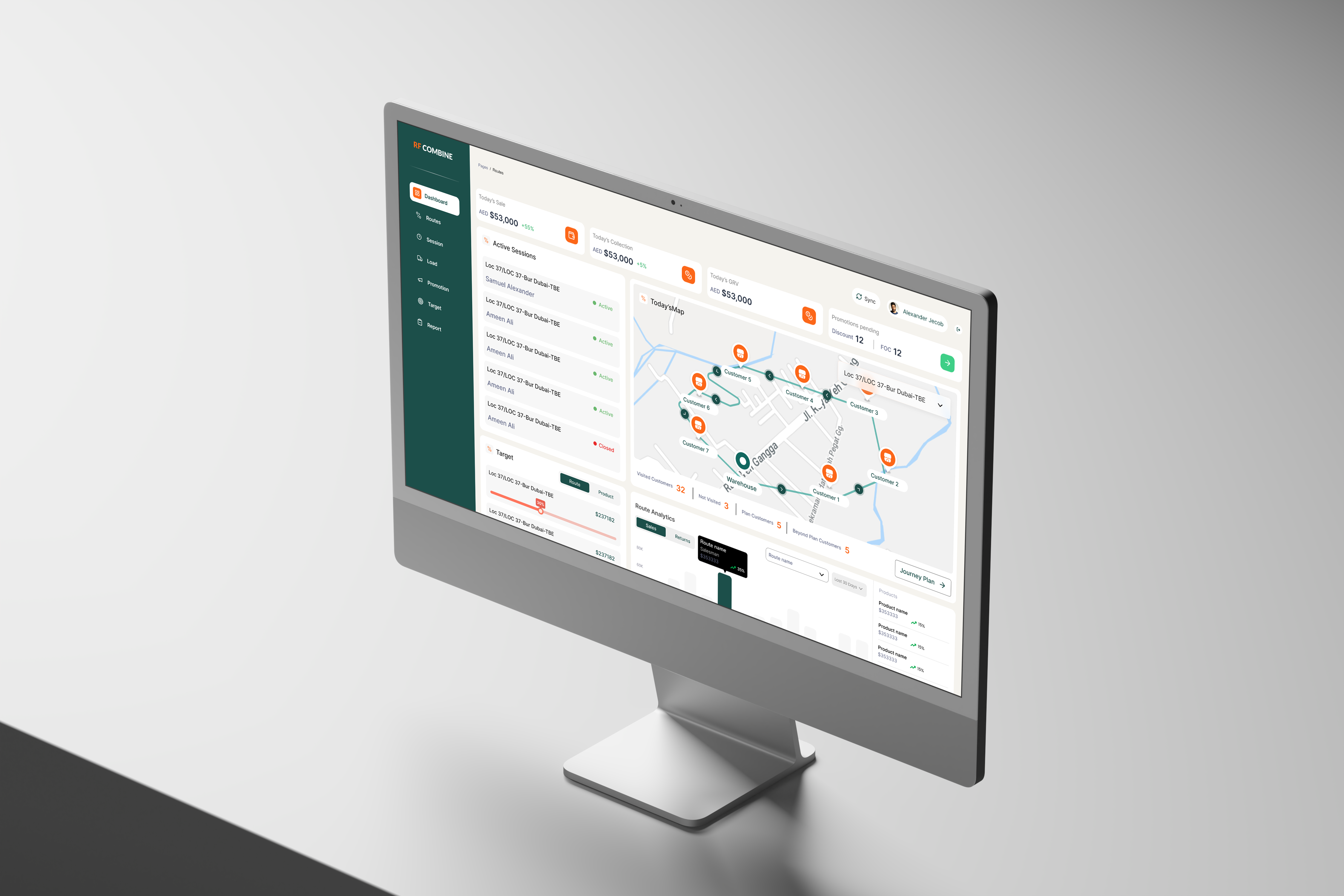 RF Combine supervisor web portal dashboard