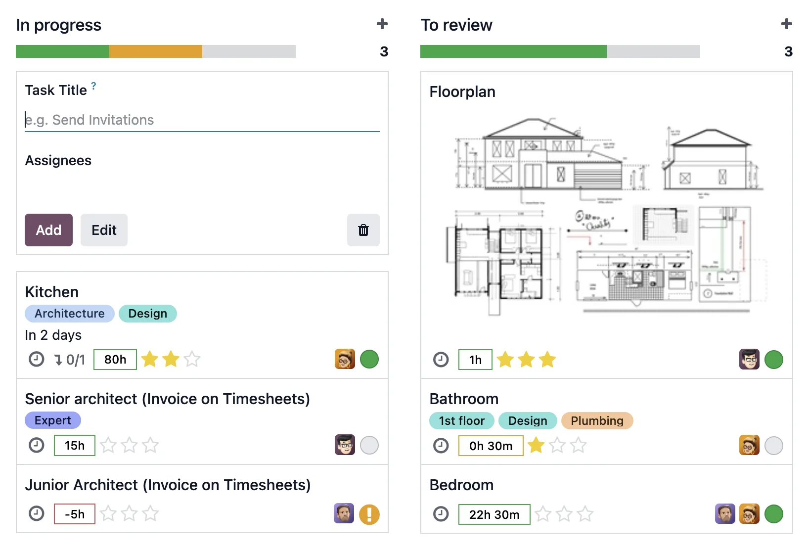 Odoo kanban board